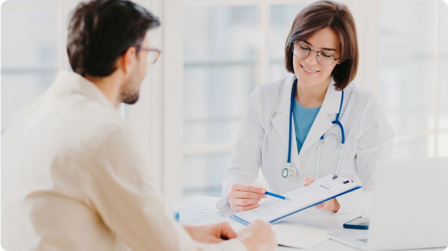 Doctor with clipboard